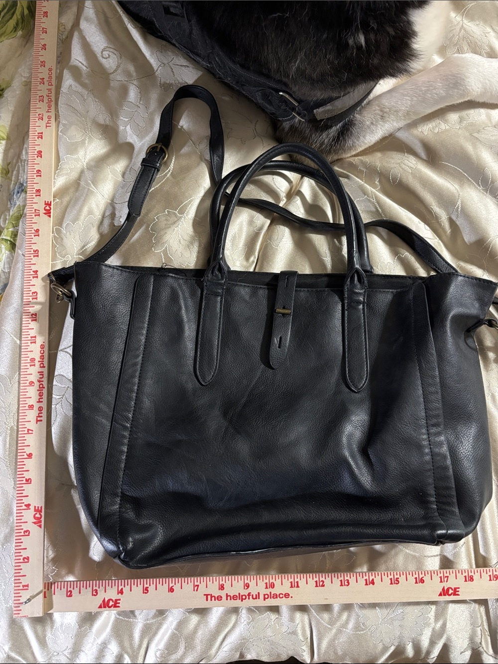 Universal Thread Black Leather Satchel Tote